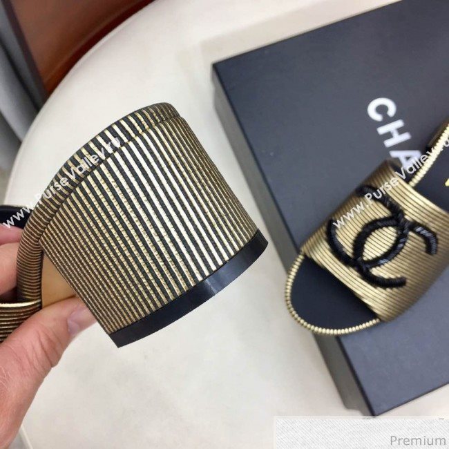 Chanel Mid-heel Mules Sandals G34681 Gold 2019 (HZJ-9040821)