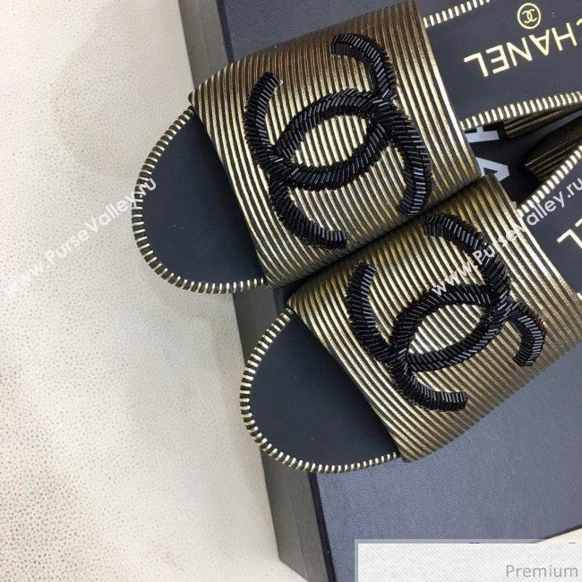 Chanel Mid-heel Mules Sandals G34681 Gold 2019 (HZJ-9040821)