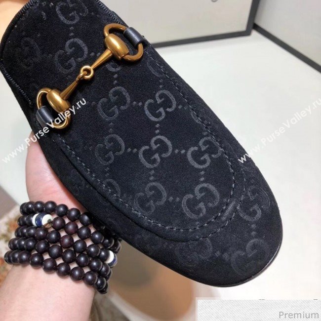 Gucci Mens Jordaan GG Velvet Horsebit Loafer Black (SHN-9032644)