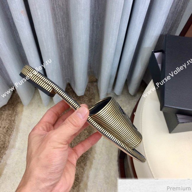 Chanel Flat Mules Sandals G34682 Gold/Black 2019 (HZJ-9040828)