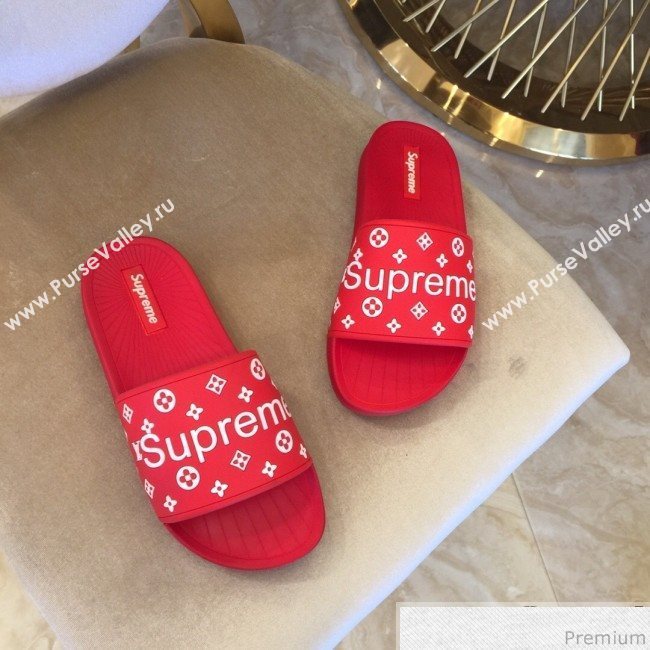Louis Vuitton Supreme Madeline Flat Sandals Red 2019 (HZJ-9040829)