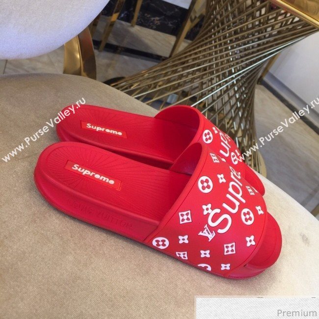 Louis Vuitton Supreme Madeline Flat Sandals Red 2019 (HZJ-9040829)