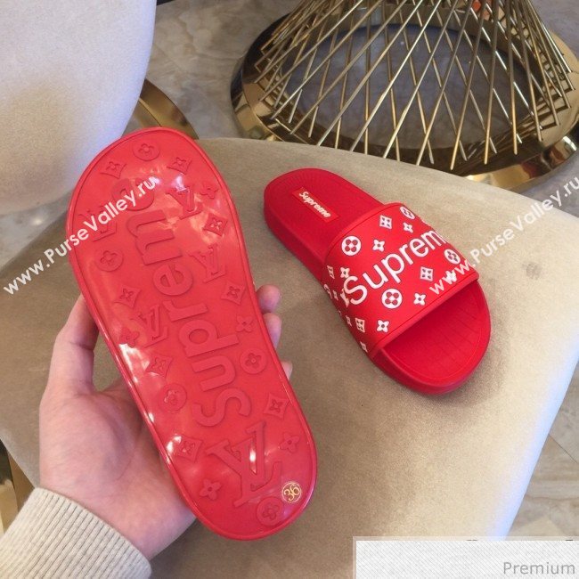 Louis Vuitton Supreme Madeline Flat Sandals Red 2019 (HZJ-9040829)