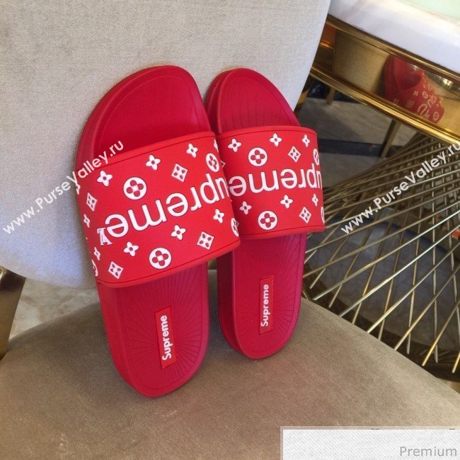Louis Vuitton Supreme Madeline Flat Sandals Red 2019 (HZJ-9040829)
