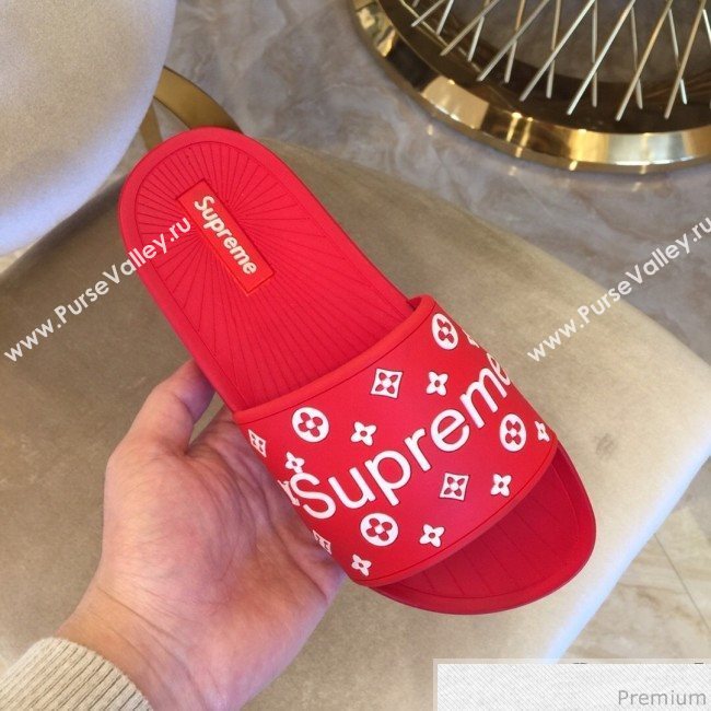 Louis Vuitton Supreme Madeline Flat Sandals Red 2019 (HZJ-9040829)