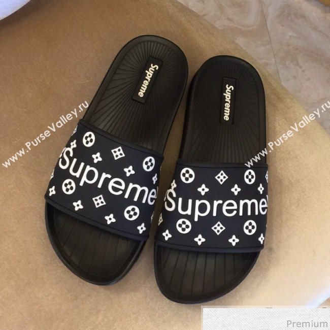 Louis Vuitton Supreme Madeline Flat Sandals Black 2019 (HZJ-9040830)