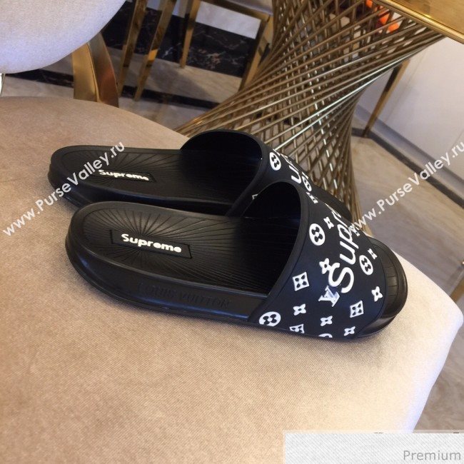 Louis Vuitton Supreme Madeline Flat Sandals Black 2019 (HZJ-9040830)