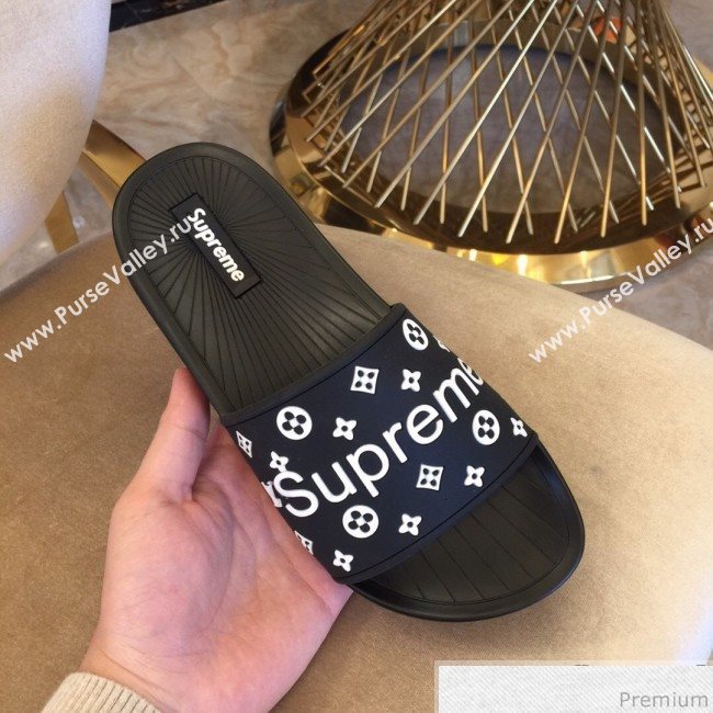 Louis Vuitton Supreme Madeline Flat Sandals Black 2019 (HZJ-9040830)