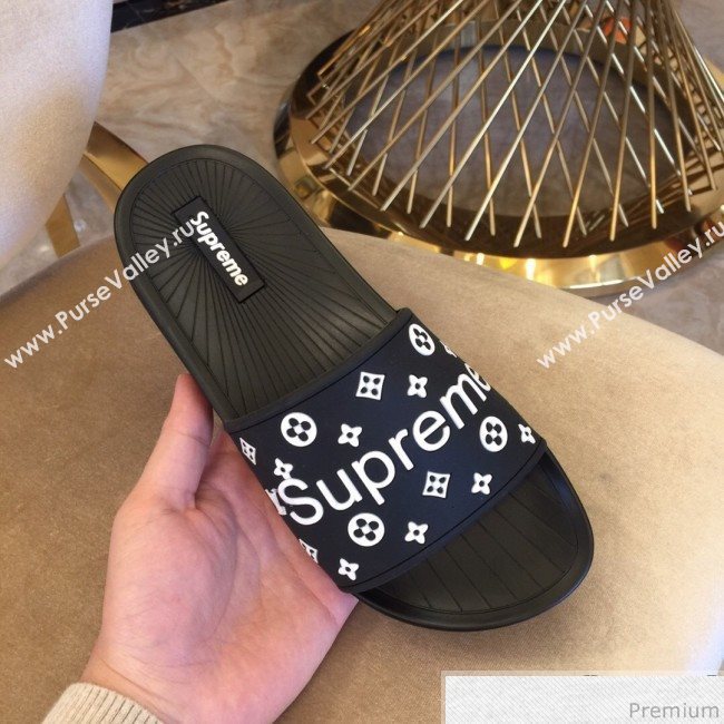 Louis Vuitton Supreme Madeline Flat Sandals Black 2019 (HZJ-9040830)