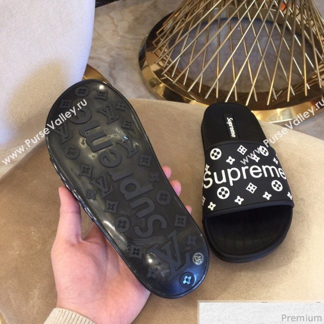 Louis Vuitton Supreme Madeline Flat Sandals Black 2019 (HZJ-9040830)