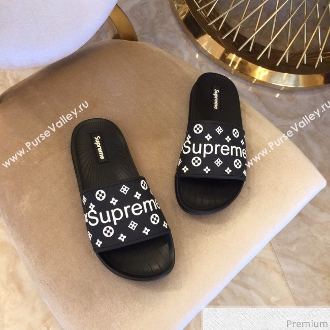 Louis Vuitton Supreme Madeline Flat Sandals Black 2019 (HZJ-9040830)