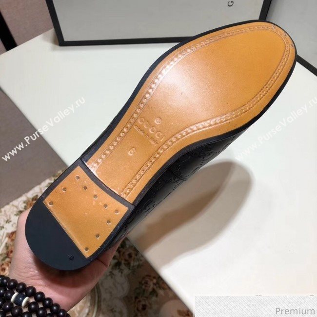 Gucci Mens Jordaan GG Calfskin Leather Horsebit Loafer Black (SHN-9032646)