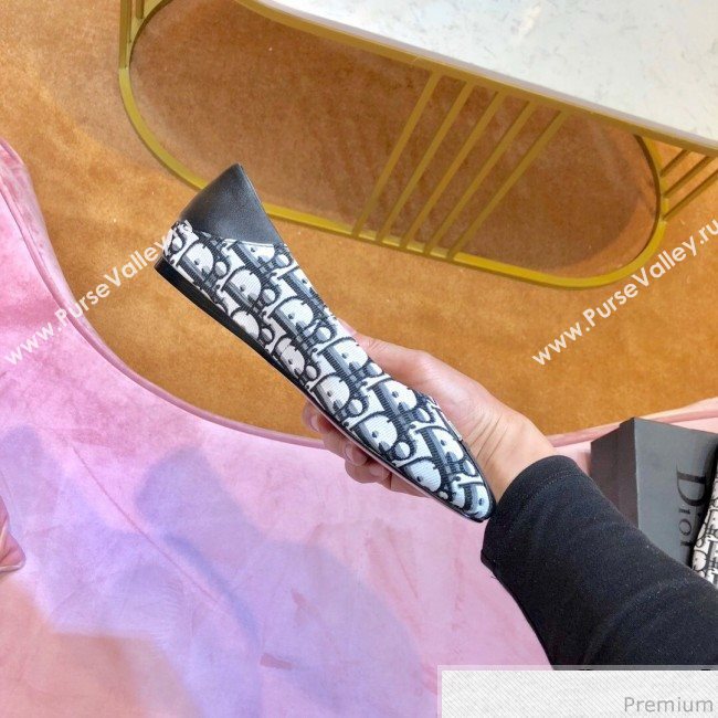 Dior JAdior D Flat Ballet in Black Oblique Canvas 2019 (SIYA-9040847)