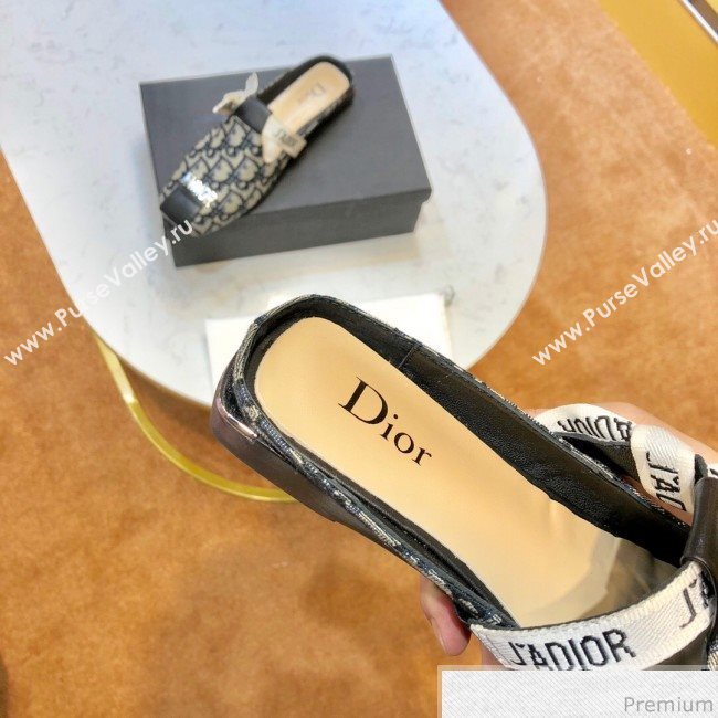 Dior JAdior D Flat Mules in Blue Oblique Canvas 2019 (SIYA-9040848)
