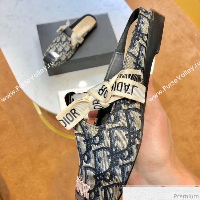 Dior JAdior D Flat Mules in Blue Oblique Canvas 2019 (SIYA-9040848)