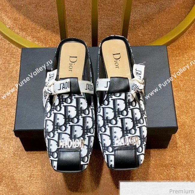 Dior JAdior D Flat Mules in Black Oblique Canvas 2019 (SIYA-9040849)