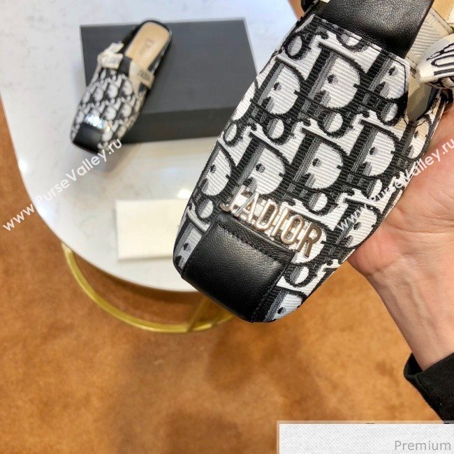 Dior JAdior D Flat Mules in Black Oblique Canvas 2019 (SIYA-9040849)