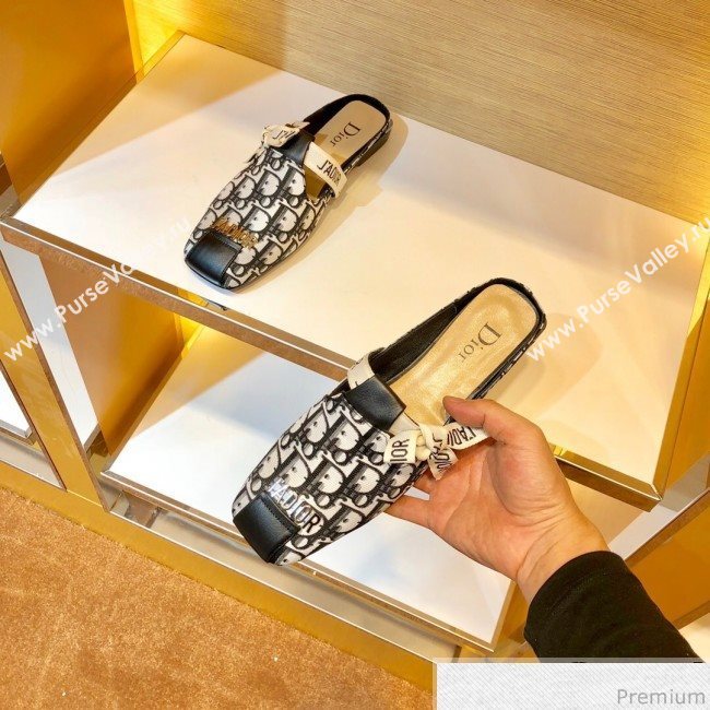 Dior JAdior D Flat Mules in Black Oblique Canvas 2019 (SIYA-9040849)