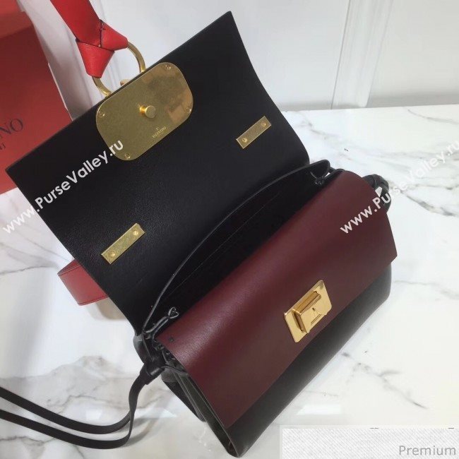 Valentino Small VRING Smooth Calfskin Shoulder Bag Red/Black 2019 (XYD-9040349)