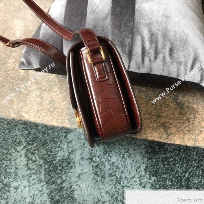 Celine Medium Rriomphe Bag in Crocodile Leather Brown Caramel 2019 (XID-9040401)