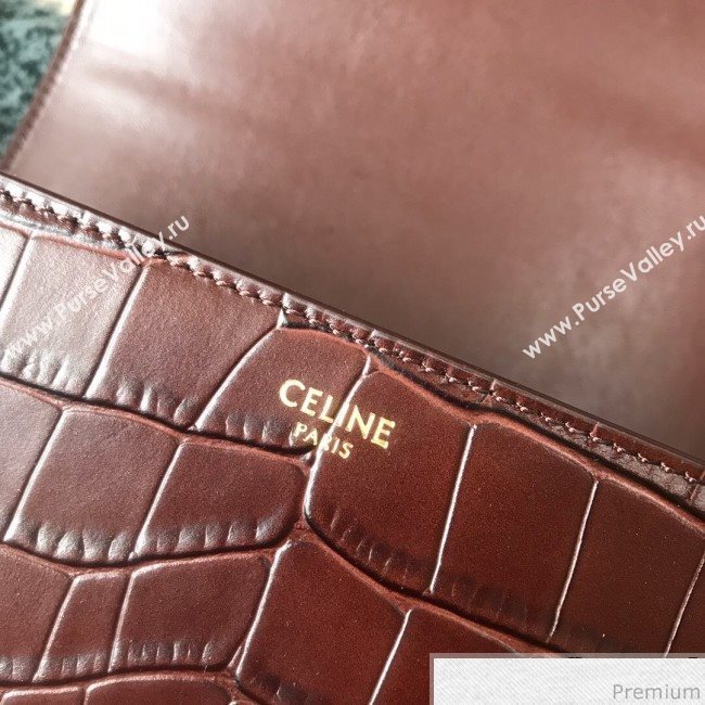 Celine Medium Rriomphe Bag in Crocodile Leather Brown Caramel 2019 (XID-9040401)