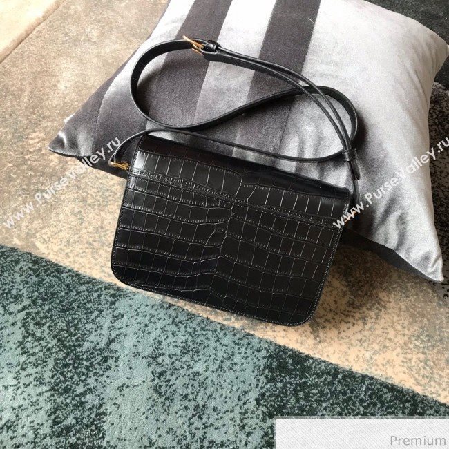 Celine Medium Rriomphe Bag in Crocodile Leather Black 2019 (XID-9040402)