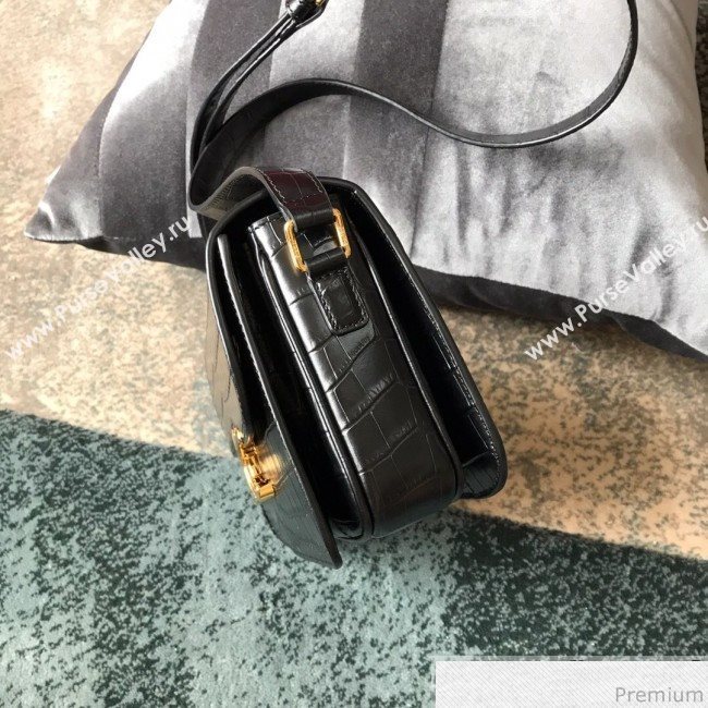 Celine Medium Rriomphe Bag in Crocodile Leather Black 2019 (XID-9040402)