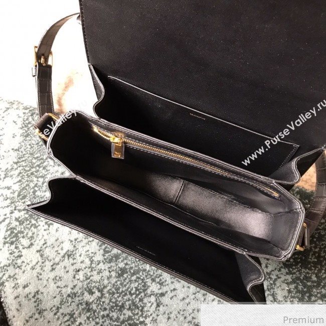 Celine Medium Rriomphe Bag in Crocodile Leather Black 2019 (XID-9040402)