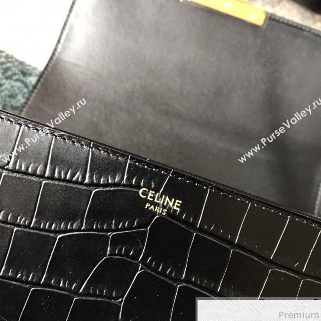 Celine Medium Rriomphe Bag in Crocodile Leather Black 2019 (XID-9040402)