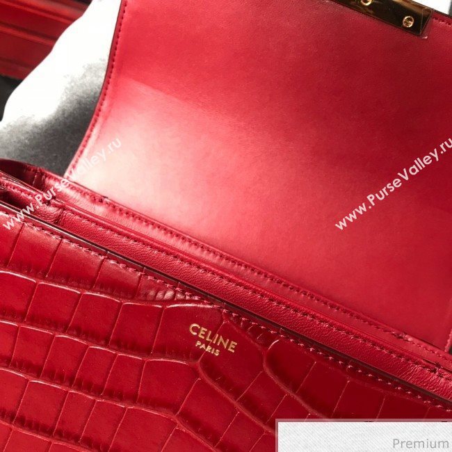 Celine Medium Rriomphe Bag in Crocodile Leather Red 2019 (XID-9040403)