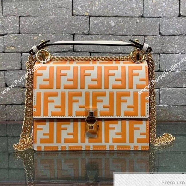 Fendi Kan I Small Flap Bag White/Orange 2019 (AFEI-9040404)