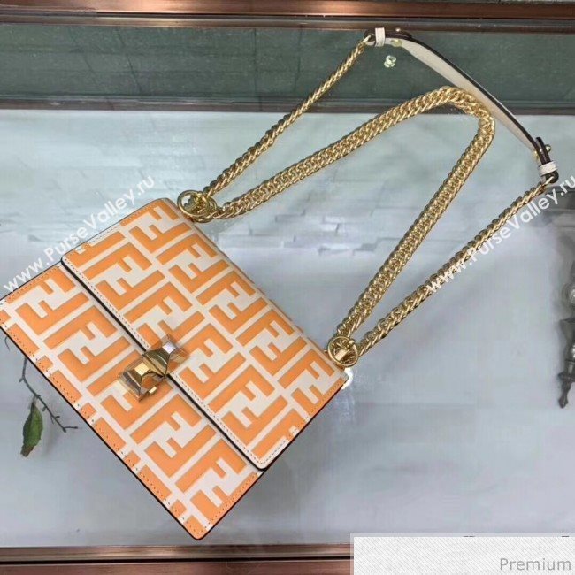 Fendi Kan I Small Flap Bag White/Orange 2019 (AFEI-9040404)