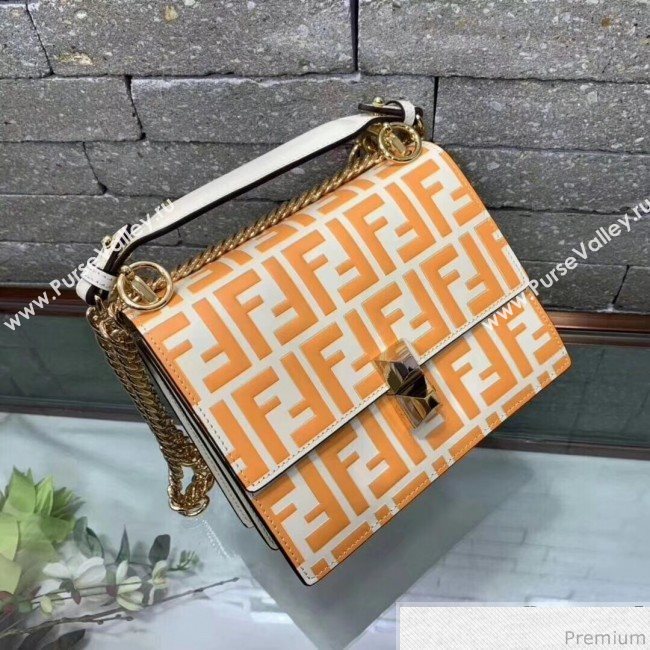 Fendi Kan I Small Flap Bag White/Orange 2019 (AFEI-9040404)