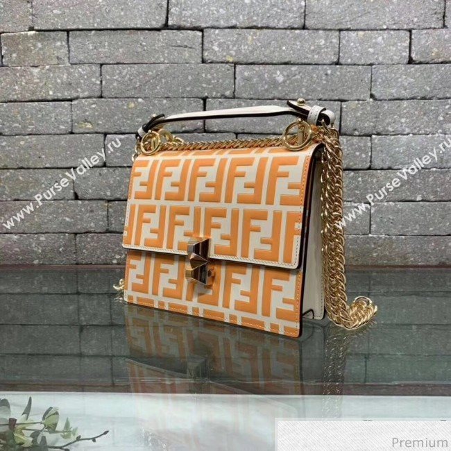 Fendi Kan I Small Flap Bag White/Orange 2019 (AFEI-9040404)