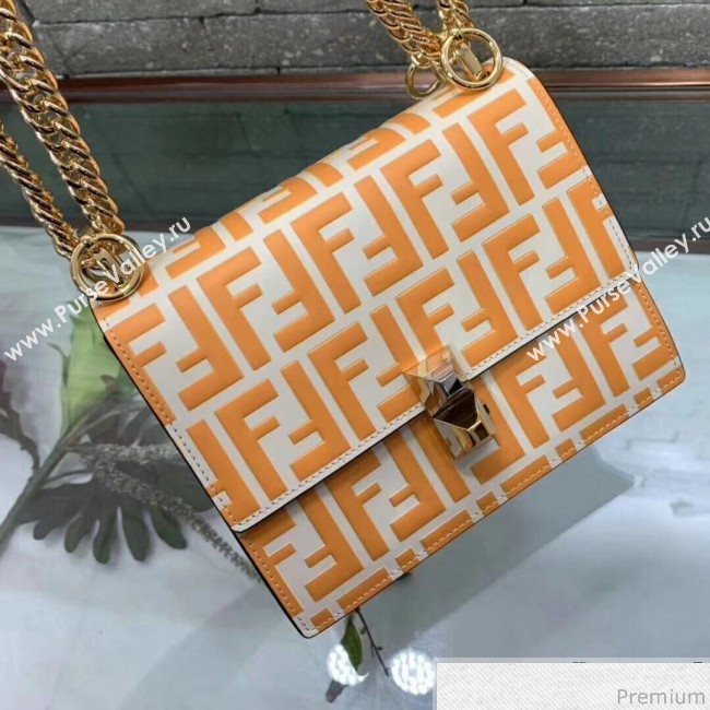 Fendi Kan I Small Flap Bag White/Orange 2019 (AFEI-9040404)