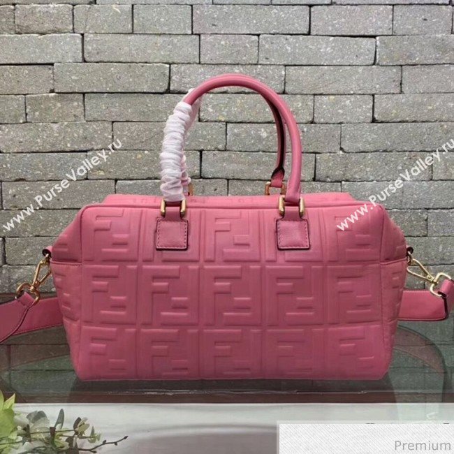 Fendi Lambskin FF Square-shaped Small Boston Top Handle Bag Pink 2019 (AFEI-9040405)