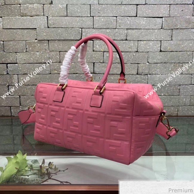 Fendi Lambskin FF Square-shaped Small Boston Top Handle Bag Pink 2019 (AFEI-9040405)