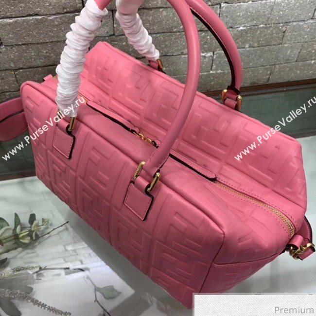 Fendi Lambskin FF Square-shaped Small Boston Top Handle Bag Pink 2019 (AFEI-9040405)