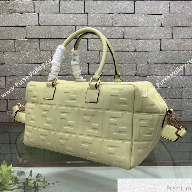 Fendi Lambskin FF Square-shaped Small Boston Top Handle Bag Light Yellow 2019 (AFEI-9040406)