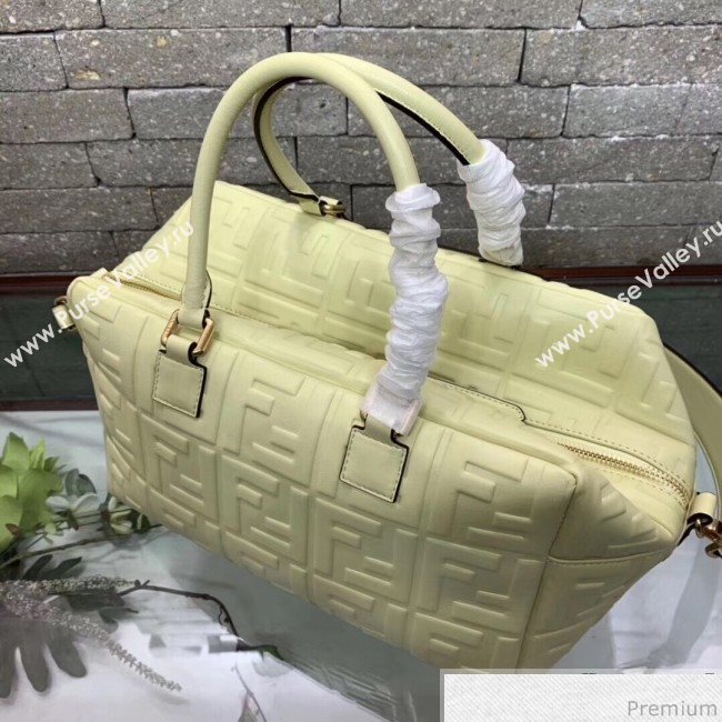 Fendi Lambskin FF Square-shaped Small Boston Top Handle Bag Light Yellow 2019 (AFEI-9040406)