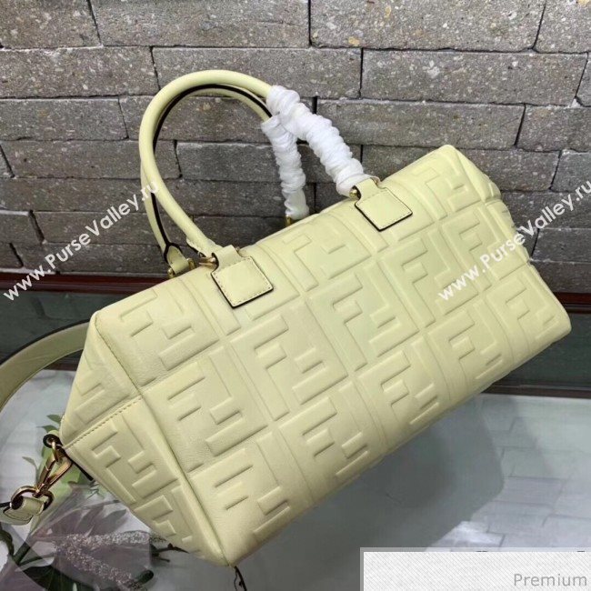 Fendi Lambskin FF Square-shaped Small Boston Top Handle Bag Light Yellow 2019 (AFEI-9040406)