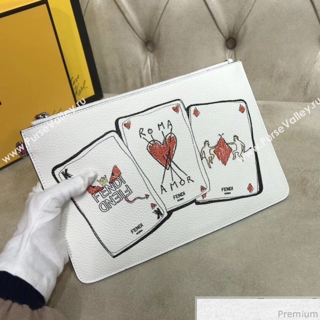Fendi Roma Calfskin Clutch White 2019 (AFEI-9040407)