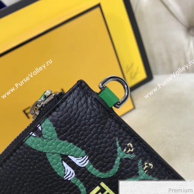 Fendi Roma Calfskin Print Clutch Green/Black 2019 (AFEI-9040408)