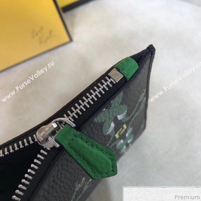 Fendi Roma Calfskin Print Clutch Green/Black 2019 (AFEI-9040408)