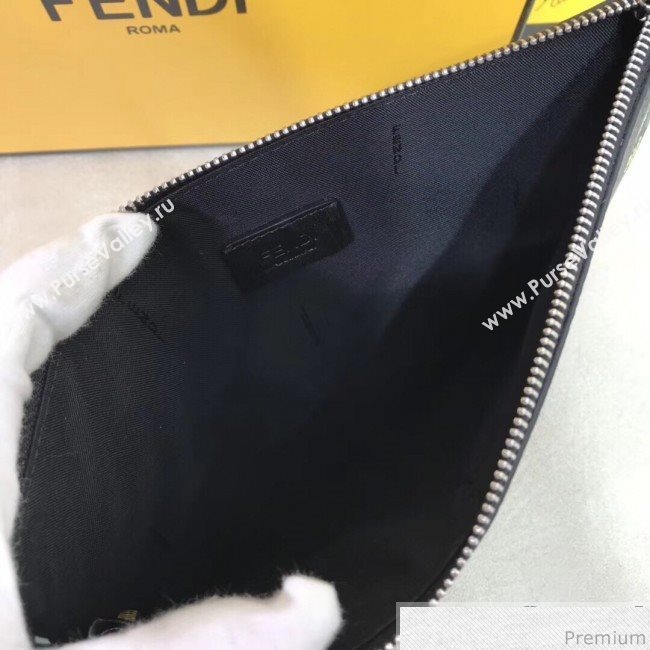 Fendi Roma Calfskin Print Clutch Green/Black 2019 (AFEI-9040408)