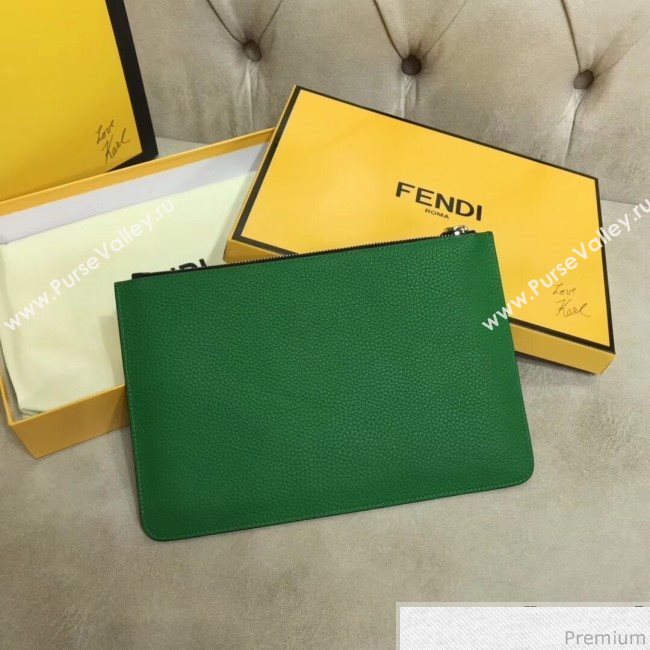 Fendi Roma Calfskin Clutch Green/Navy Blue 2019 (AFEI-9040409)