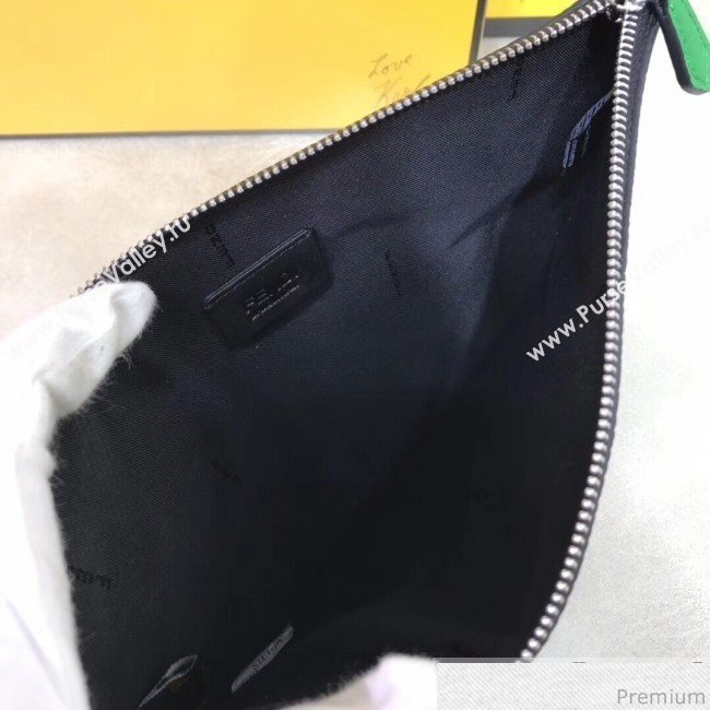 Fendi Roma Calfskin Clutch Green/Navy Blue 2019 (AFEI-9040409)