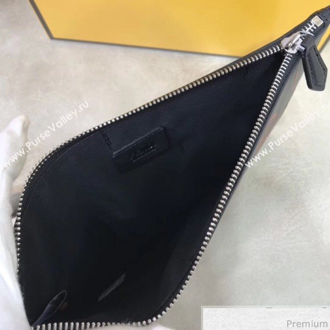 Fendi Roma Calfskin Lettering Clutch Black/Orange 2019 (AFEI-9040410)