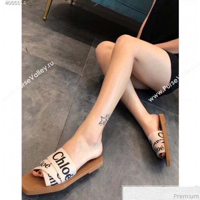 Chloe Logo Band Cross Flat Slide Sandals White 2019 (EM-9040429)