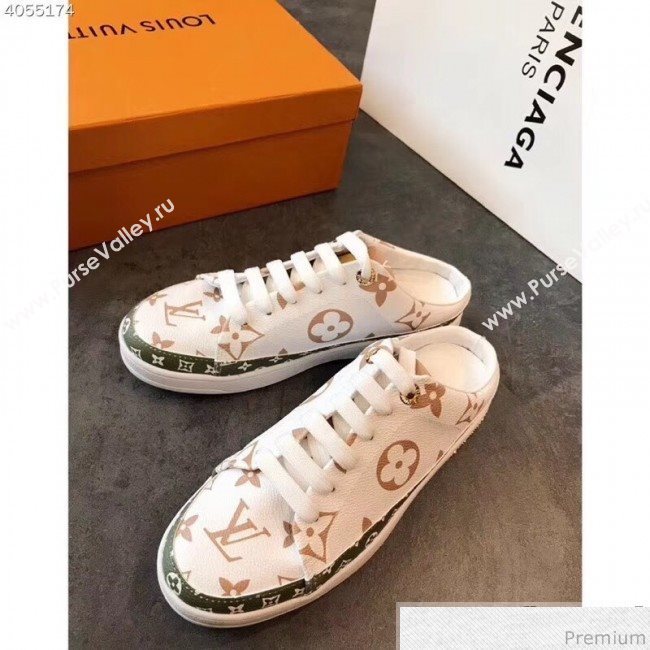 Louis Vuitton Frontrow Open Back Sneaker 1A58DS White/Green 2019 (EM-9040432)